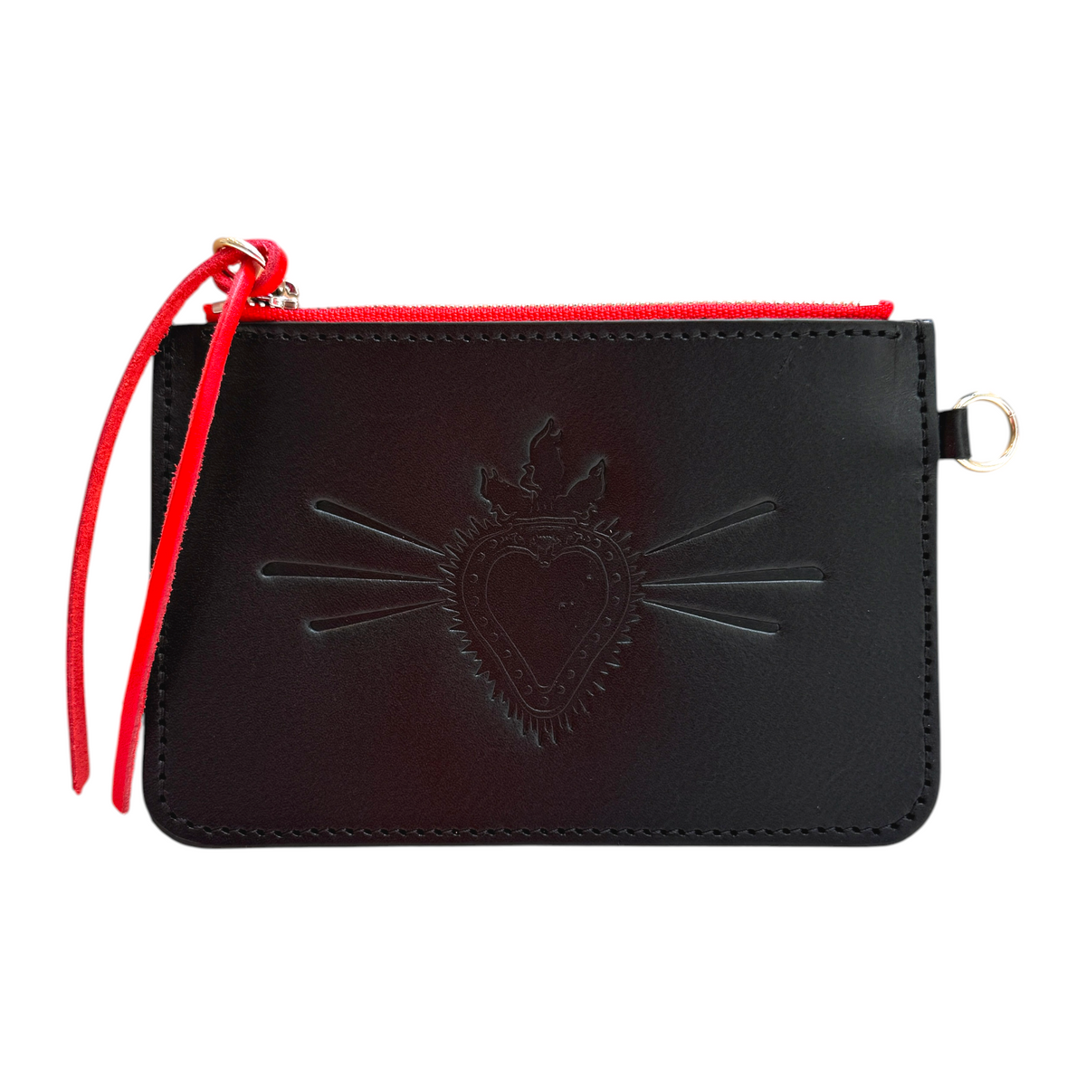 Blazing Heart Black Leather Wallet
