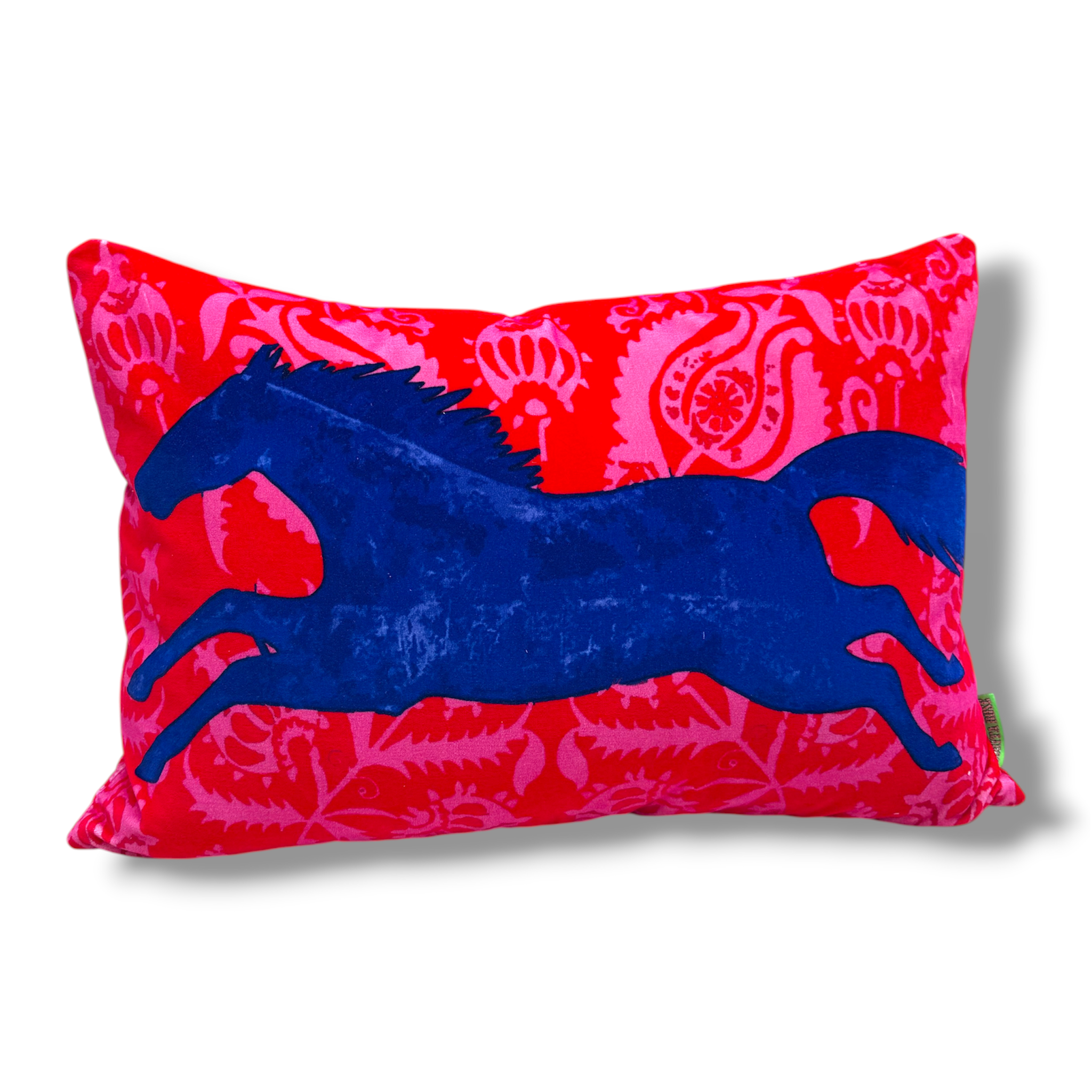 Happy Horse Velvet Cushion - Dark Blue