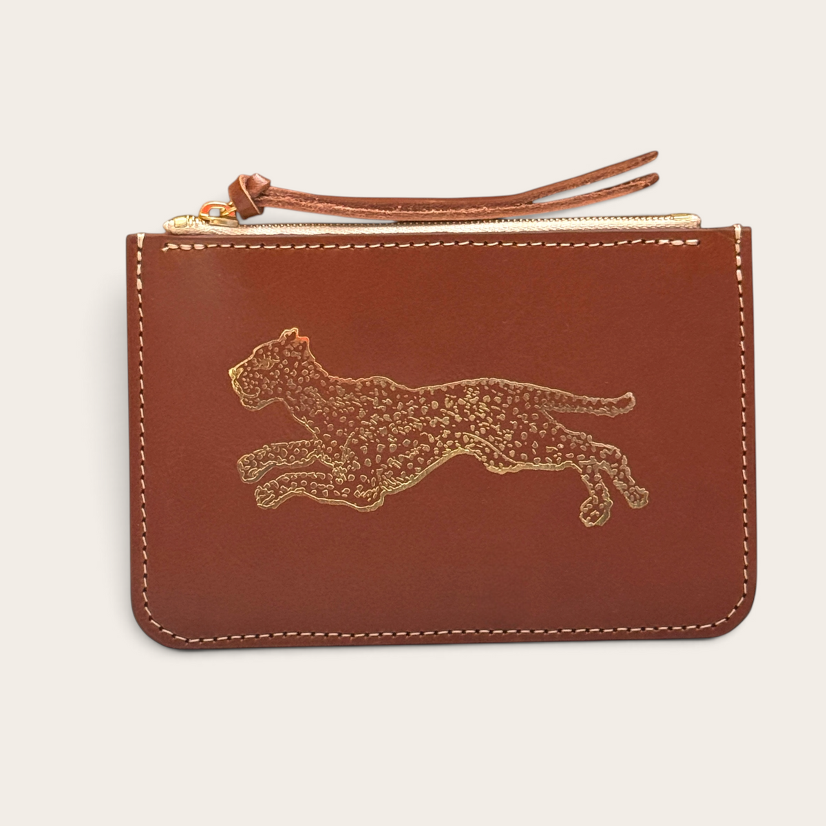 Running Panther Brown Leather Wallet