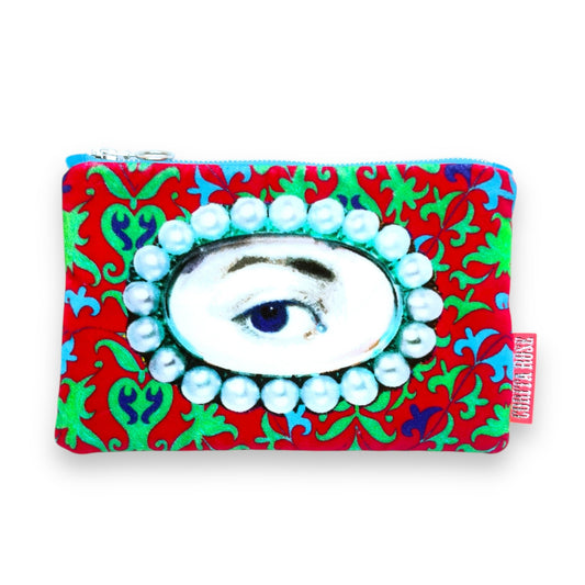 pearl eye red velvet clutch bag corita rose