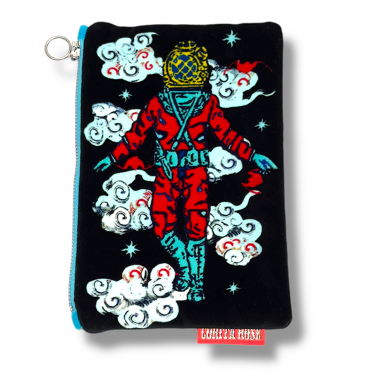 sky diver red velvet clutch bag corita rose