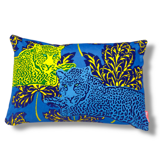 Lounge Leopards Blue Velvet Cushion – Corita Rose | Handmade in England
