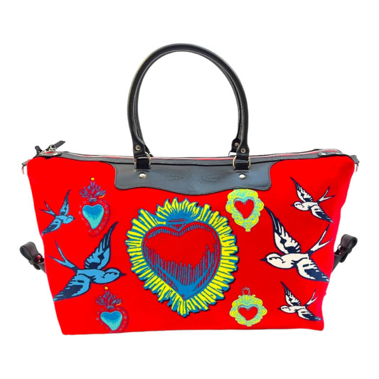 amor red weekend bag corita rose handmade england