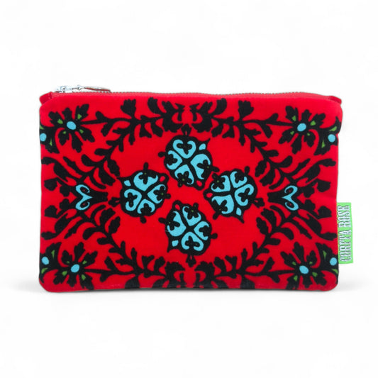 zamora red velvet clutch bag corita rose