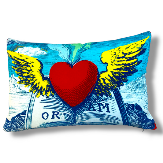 Flying Book Heart Velvet Cushion – Corita Rose | Handmade in England