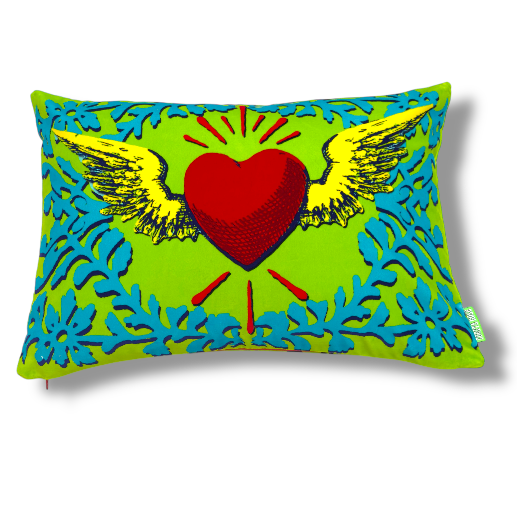 Flying Heart Green Cushion