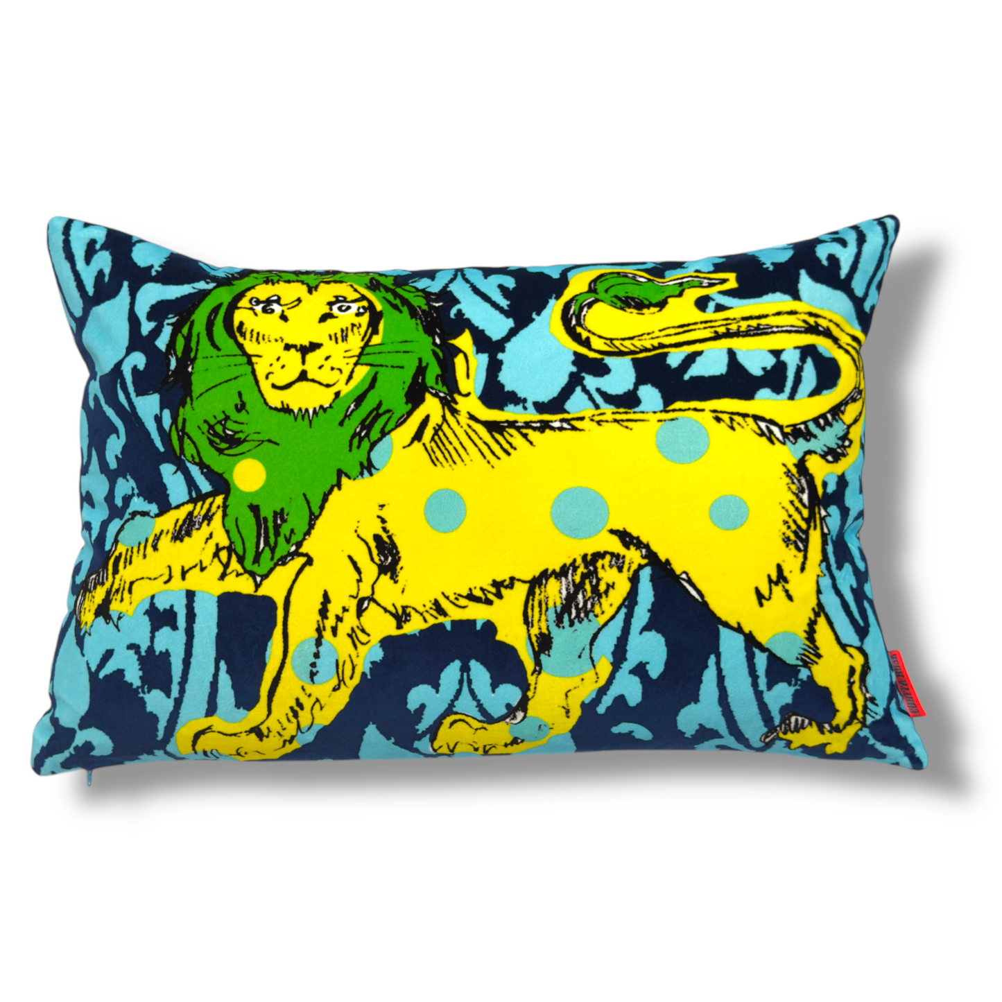 Spotty Lion Yellow / Blue Cushion