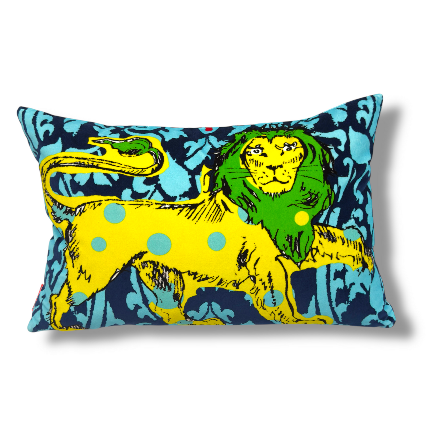 Spotty Lion Yellow / Blue Cushion