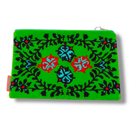 zamora green velvet clutch bag corita rose