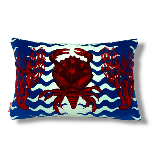 Crab & Coral Velvet Cushion – Corita Rose | Handmade in England