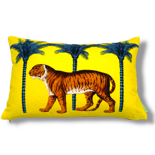 Tiger Yellow Velvet Cushion – Corita Rose | Handmade in England