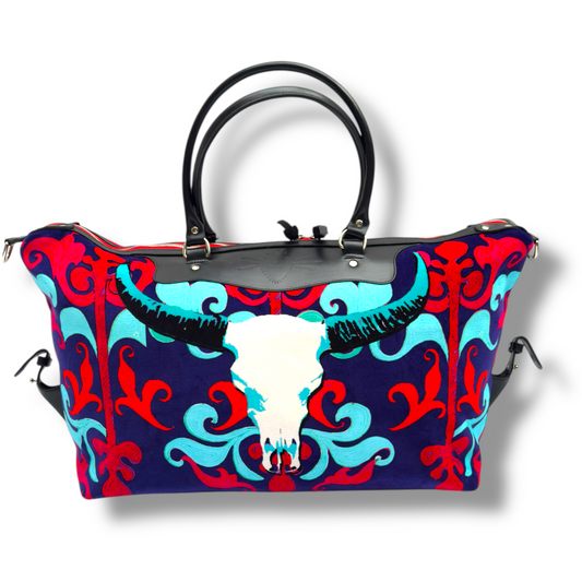 longhorn blue weekend bag corita rose handmade england