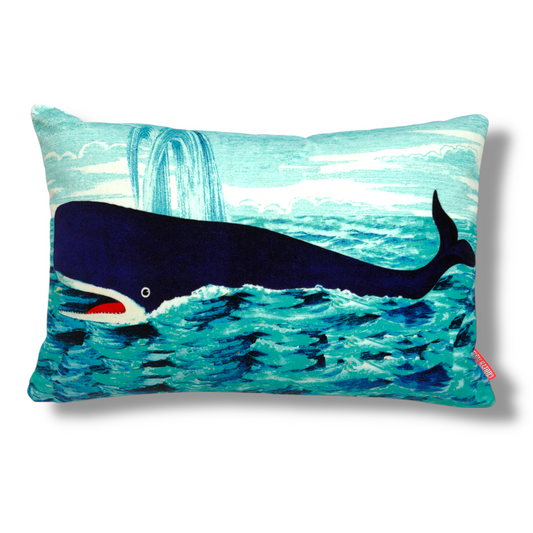 Whale Velvet Cushion – Corita Rose | Handmade in England