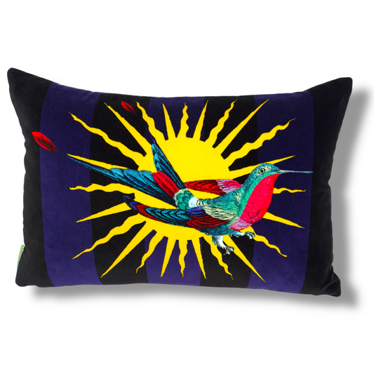 SunBird Stripe Velvet Cushion – Corita Rose | Handmade in England