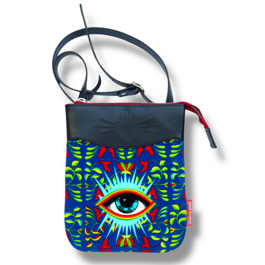 star eye blue cross body bag corita rose handmade england