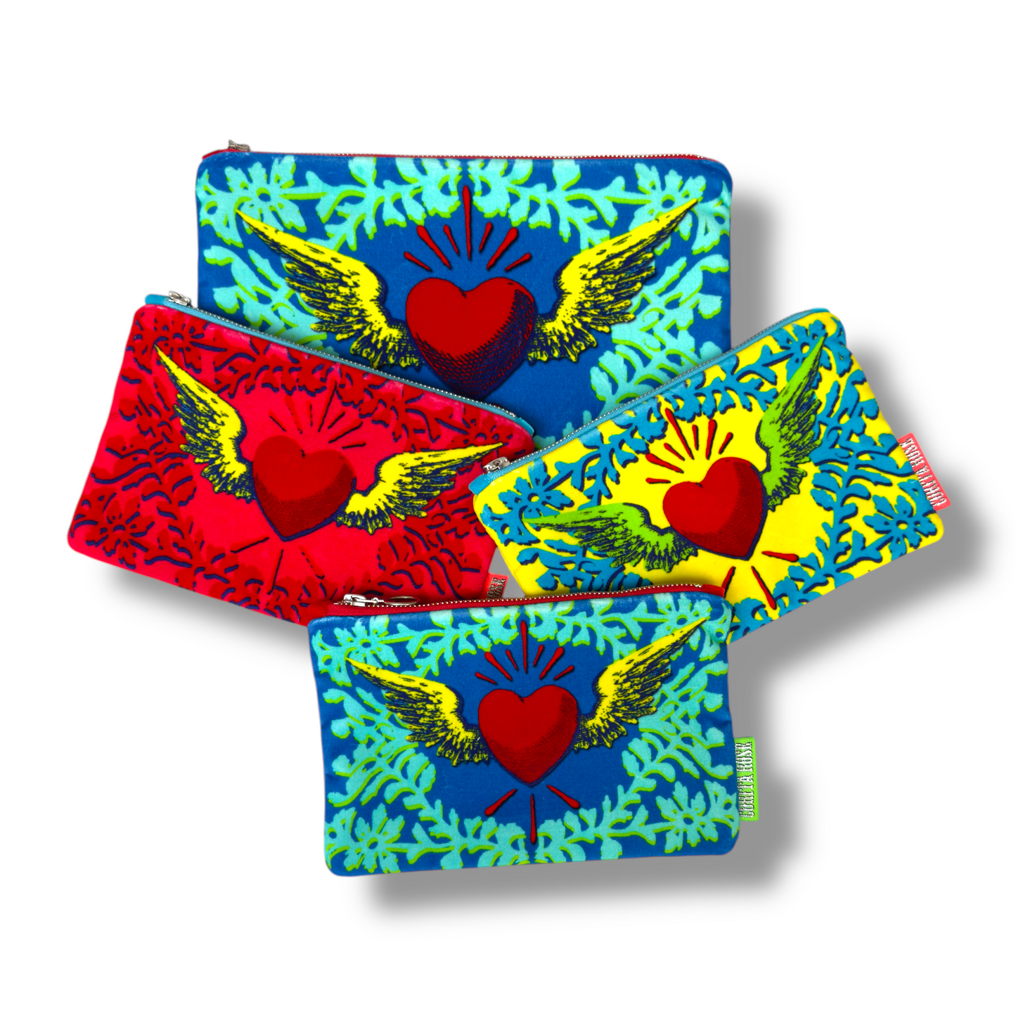 Flying Heart Pink / Red clutch