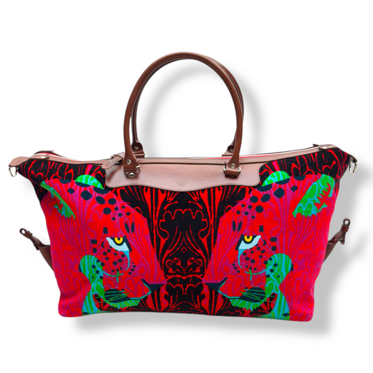 panther head black weekend bag corita rose handmade england