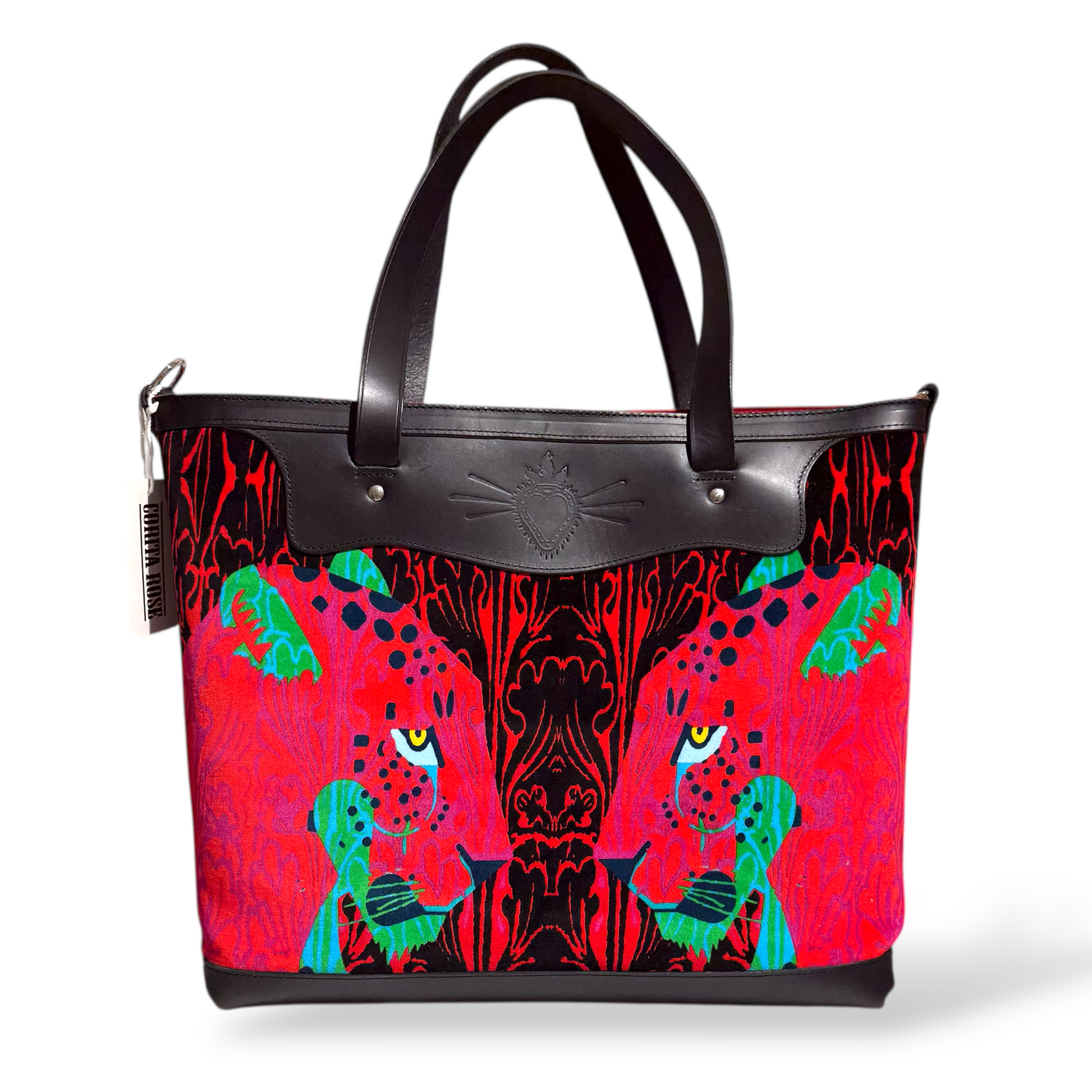 panther head black shoulder bag corita rose handmade england
