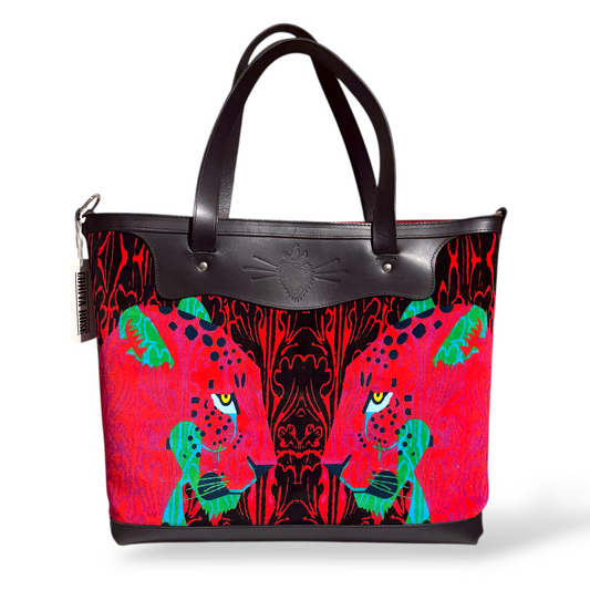 panther head black shoulder bag corita rose handmade england