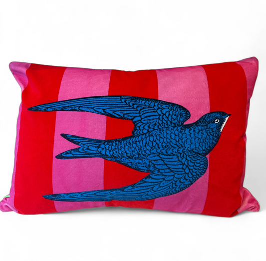 Swift Pink Velvet Cushion – Corita Rose | Handmade in England