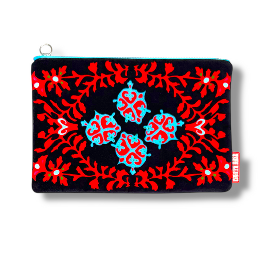 Zamora Dark Blue Velvet Clutch Bag – Corita Rose | Handmade in England