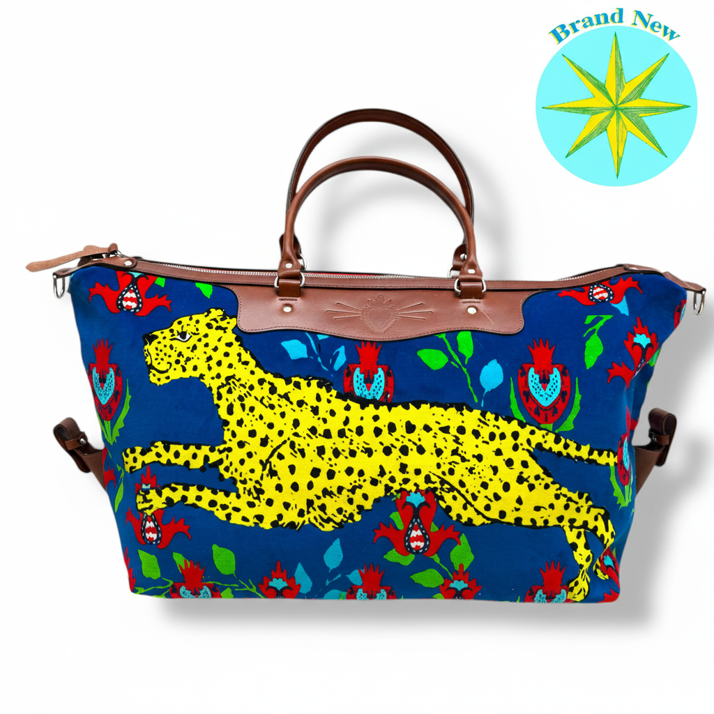 running panther floral weekend bag corita rose handmade england