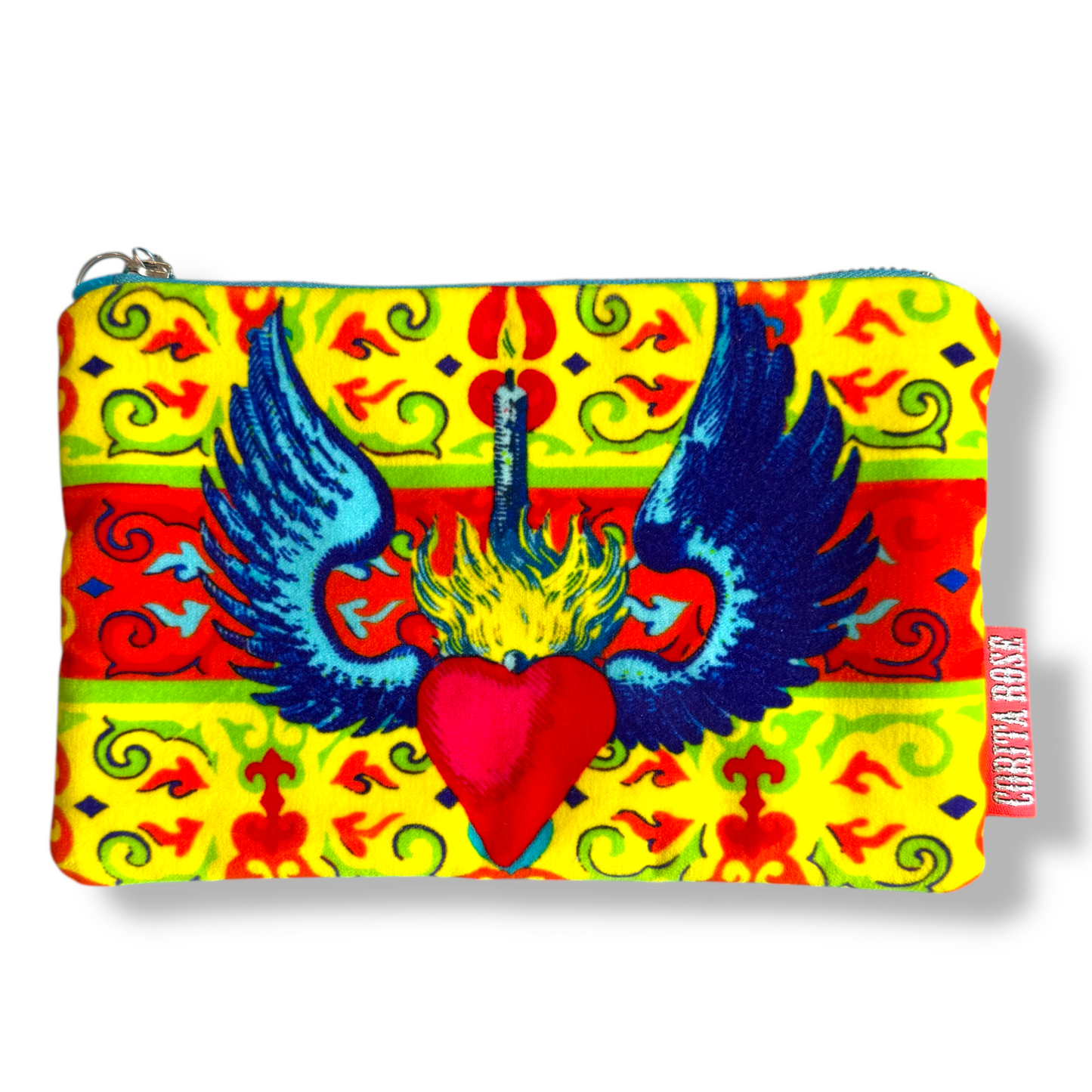 speranza yellow velvet clutch bag front view corita rose